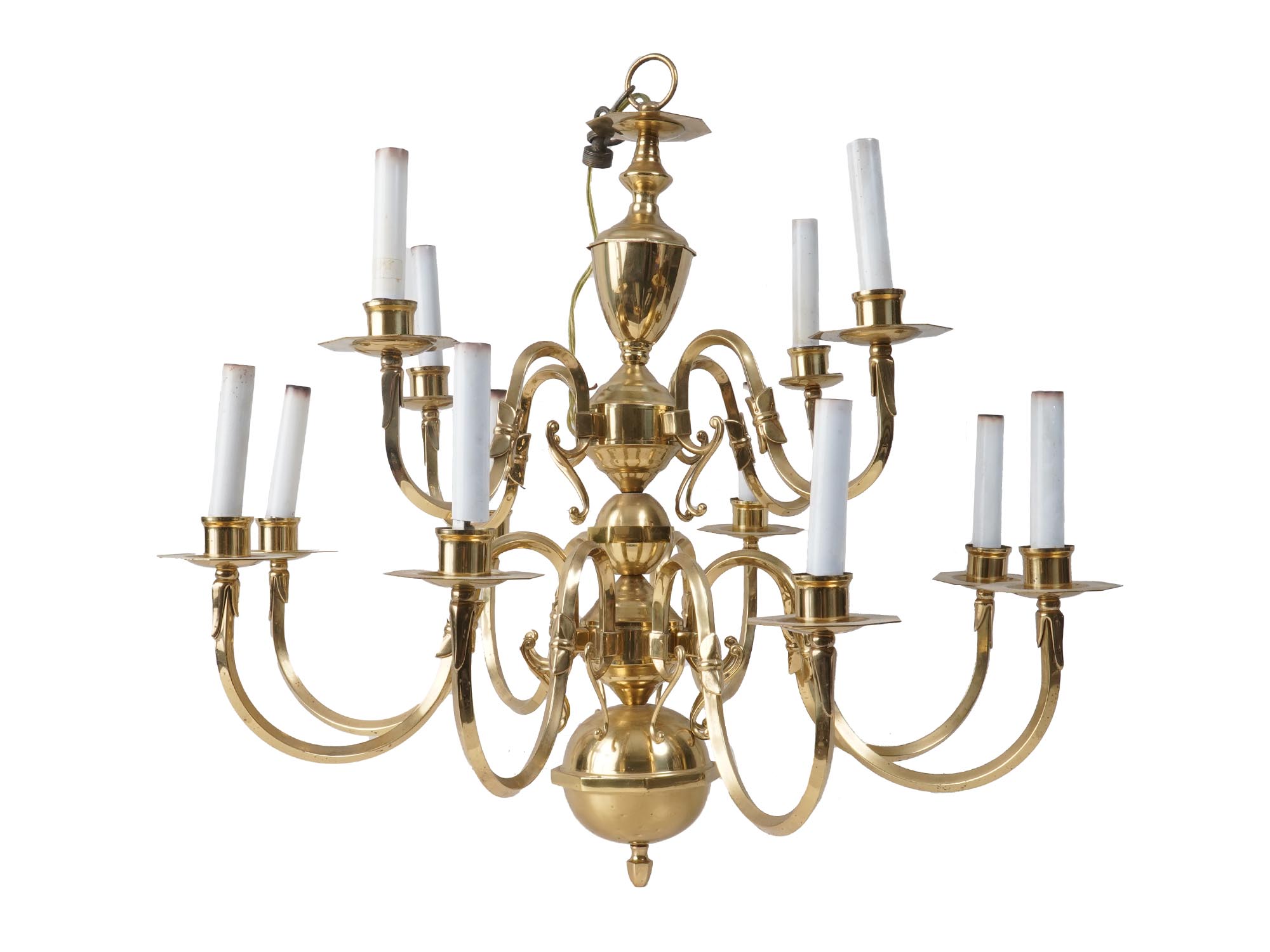 VINTAGE BRASS WILLIAMSBURG STYLE CHANDELIER PIC-0